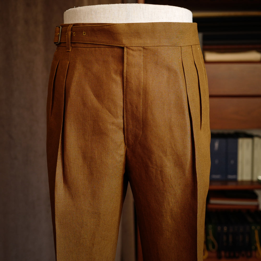 Tobacco Brown Linen Gurkha Trousers