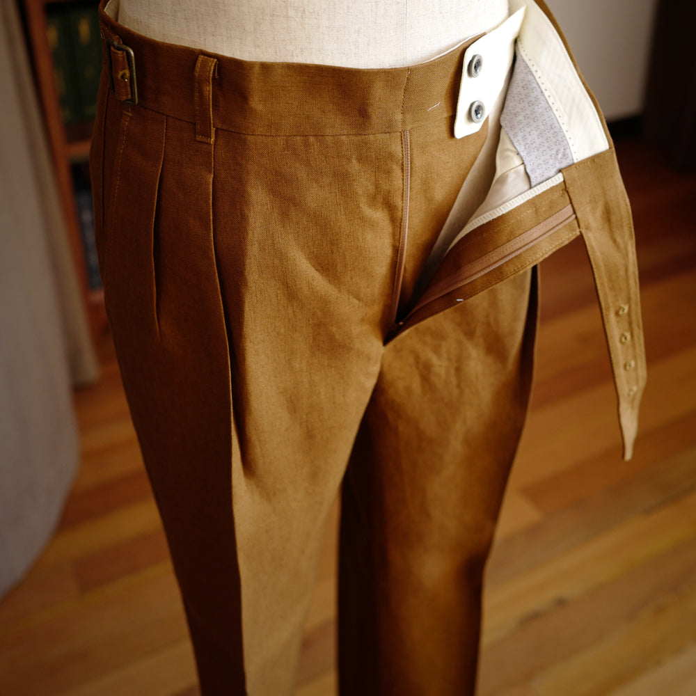 Tobacco Brown Linen Gurkha Trousers