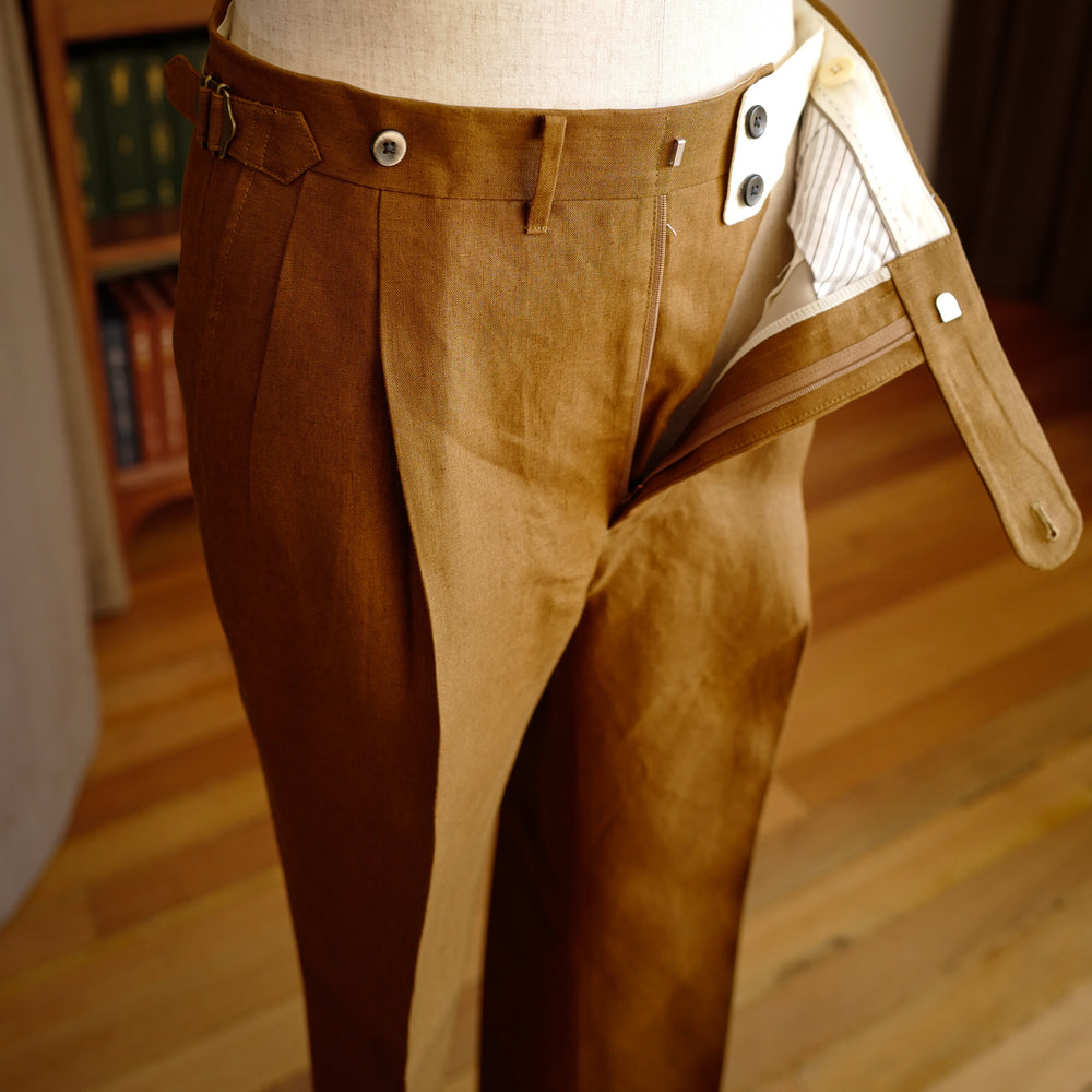 Tobacco Brown Linen Trousers (New Classic)