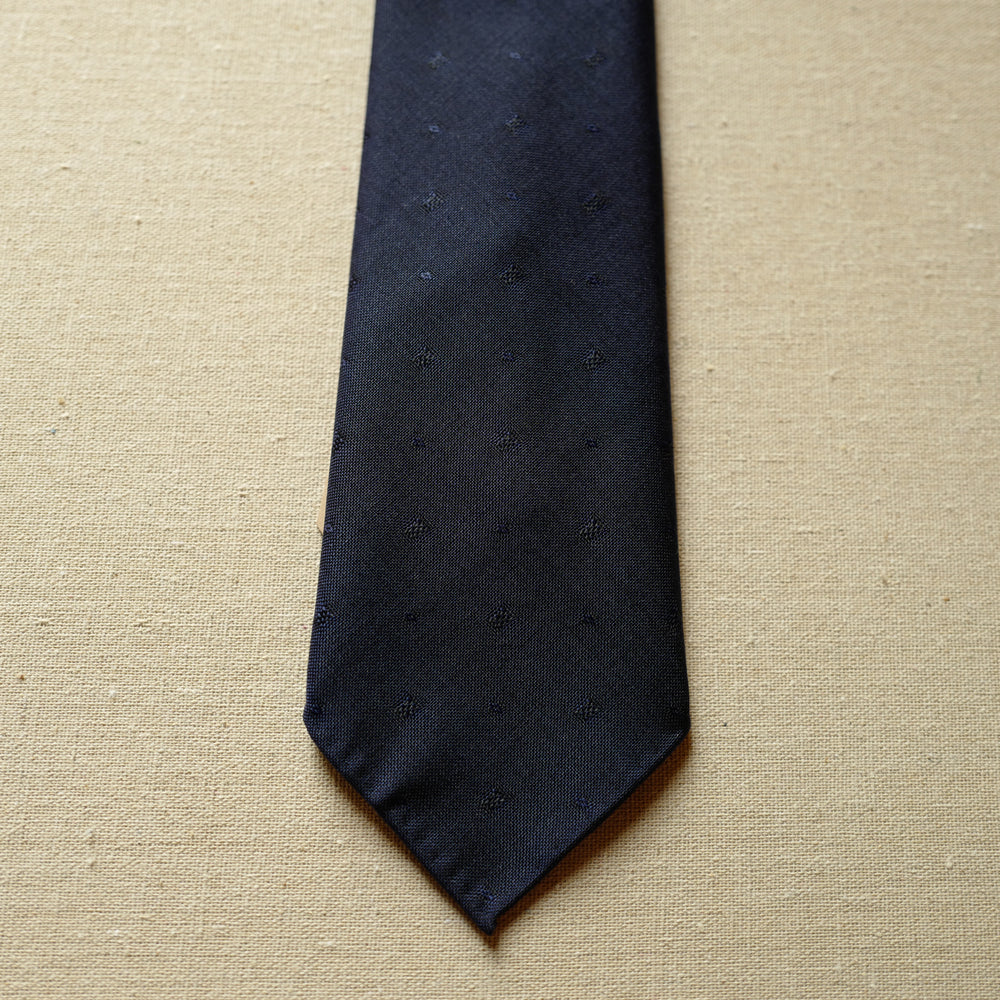 Navy Jacquard Wool/Mohair Tie