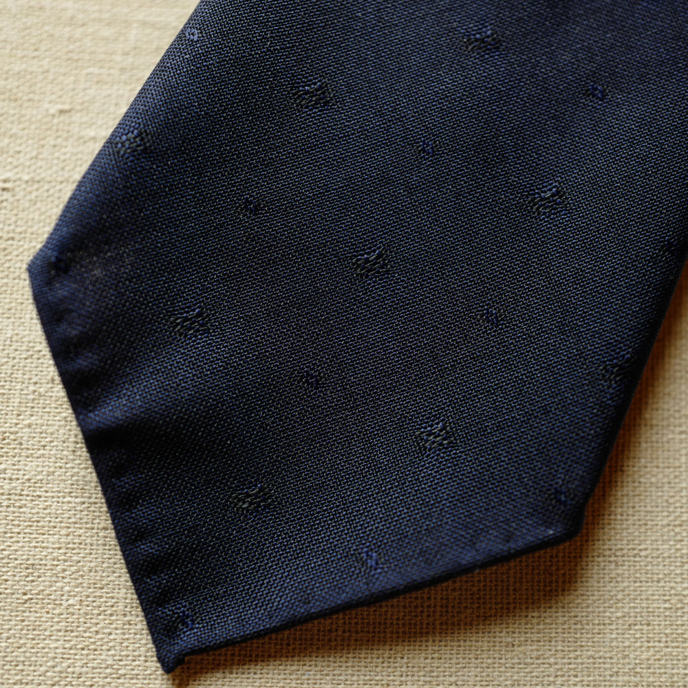 Navy Jacquard Wool/Mohair Tie