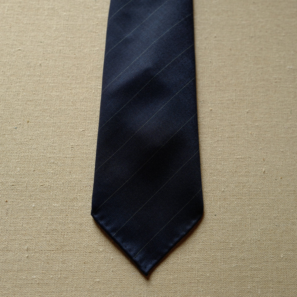 Navy Solaro Wool/Silk Tie with Stripes