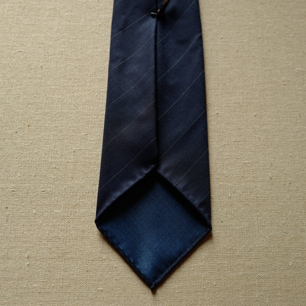 Navy Solaro Wool/Silk Tie with Stripes