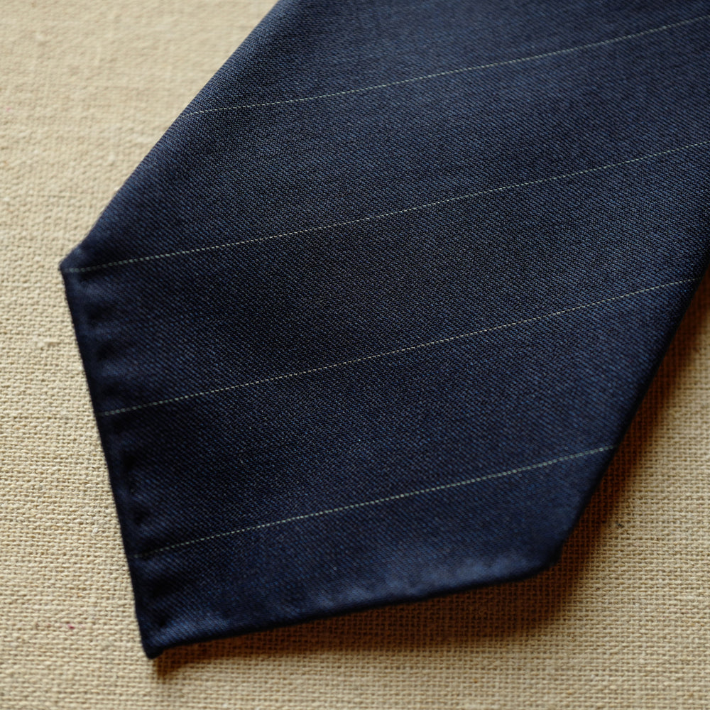 Navy Solaro Wool/Silk Tie with Stripes