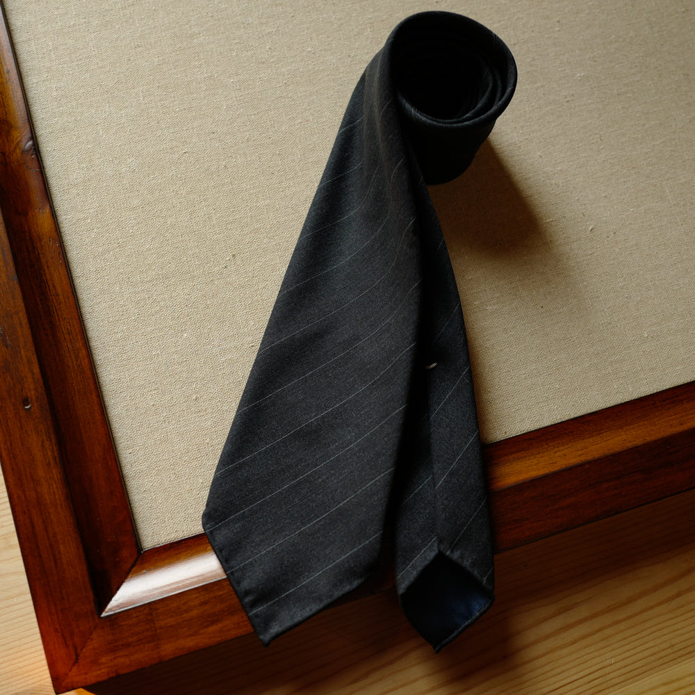 Grey Solaro Wool/Silk Tie with Stripes
