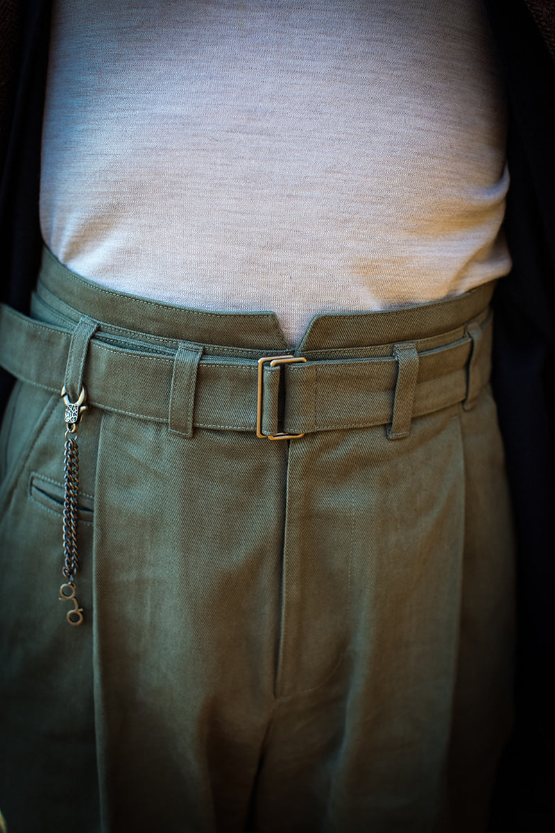 Vent Trousers in Olive Green