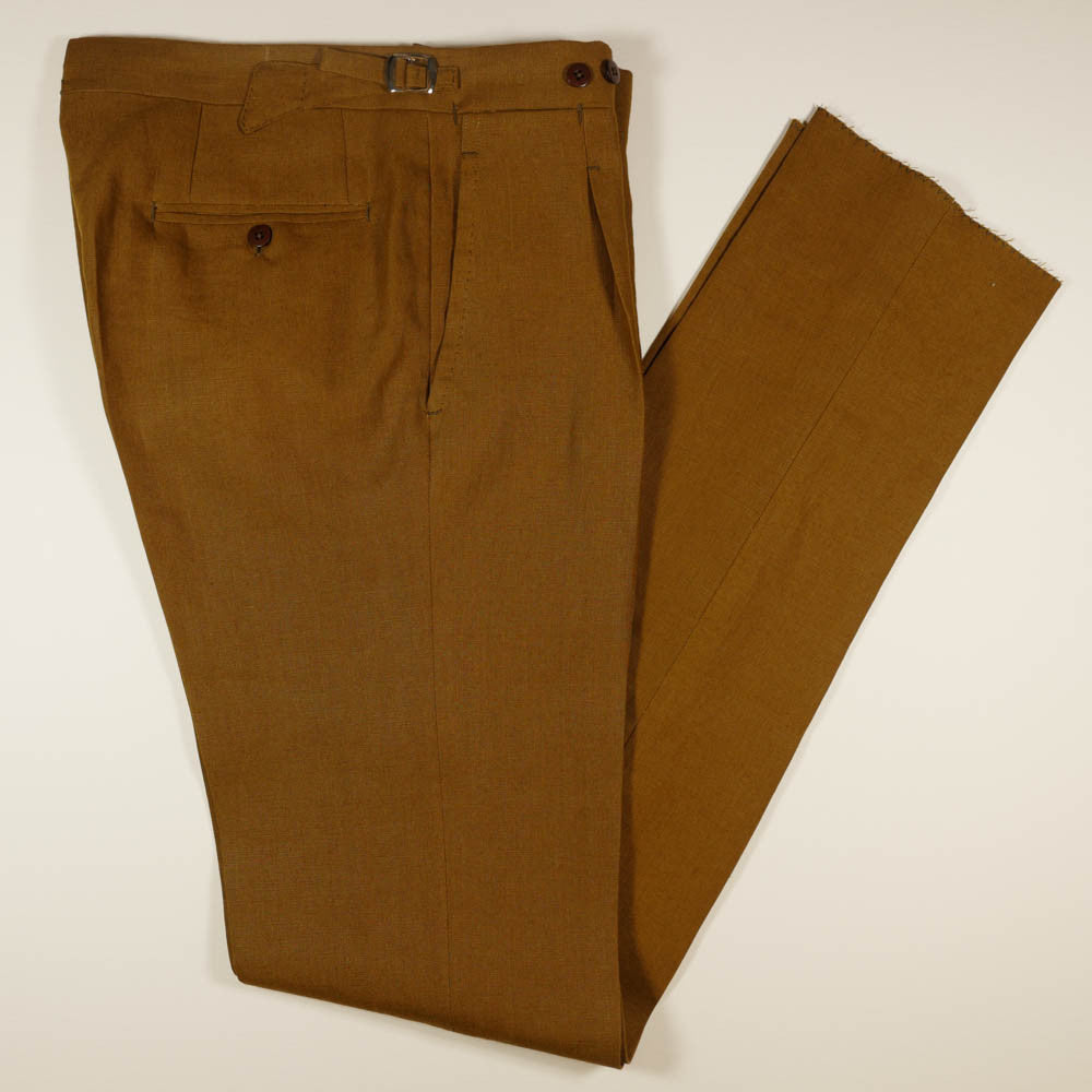 Tobacco Brown Linen Trousers