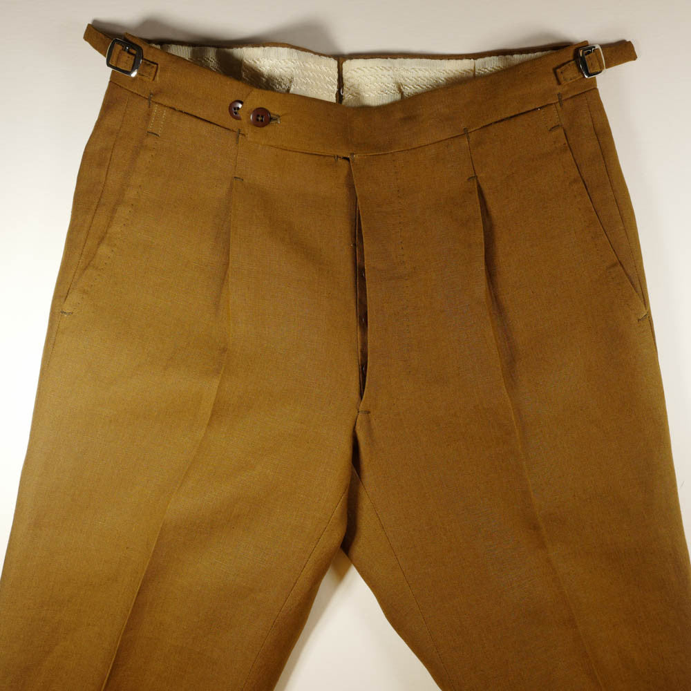 Tobacco Brown Linen Trousers