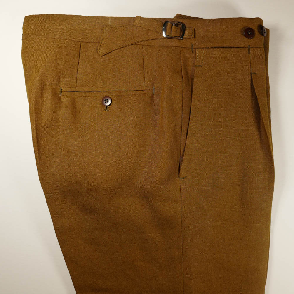 Tobacco Brown Linen Trousers