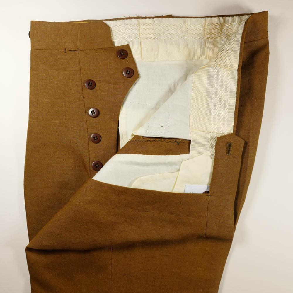 Tobacco Brown Linen Trousers