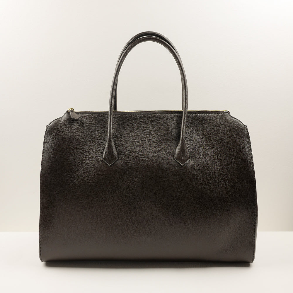 1162 Classic Tote Bag with Zip in Dark Brown Calf