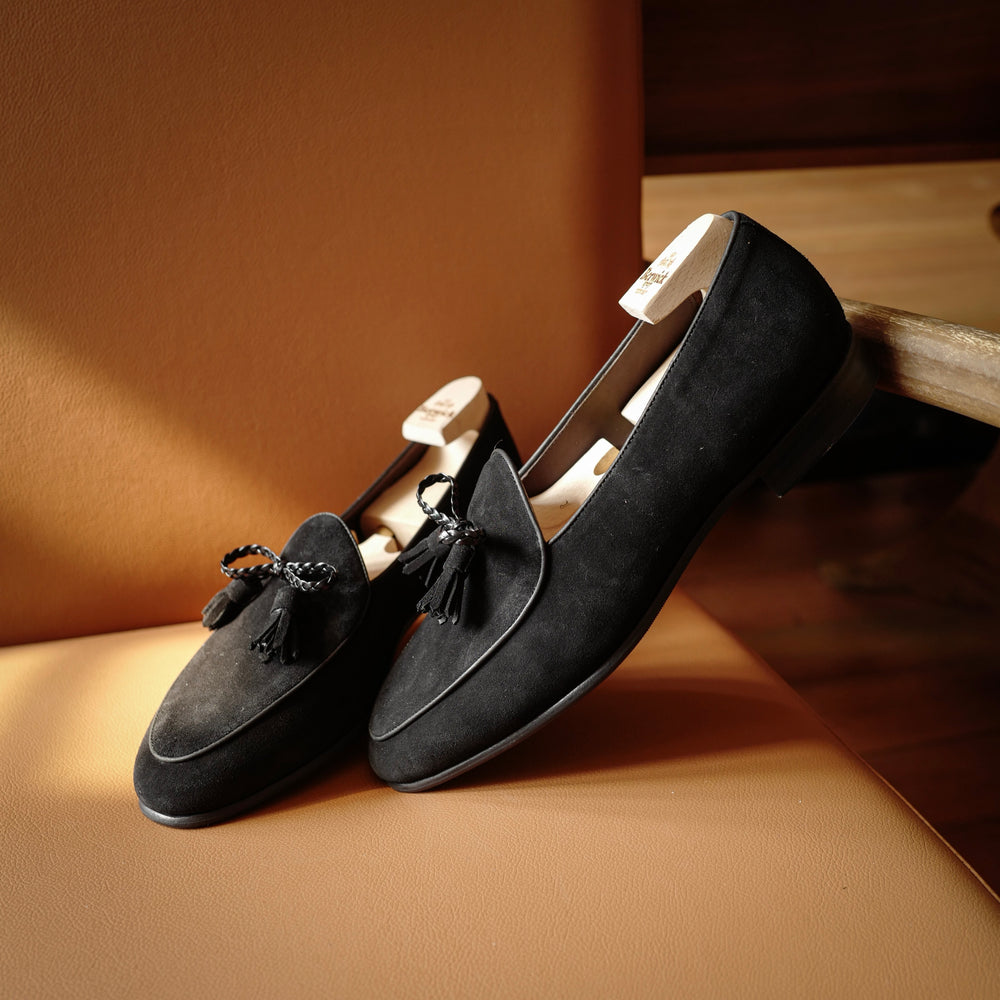 5154 Braided Tassel Loafers in Black